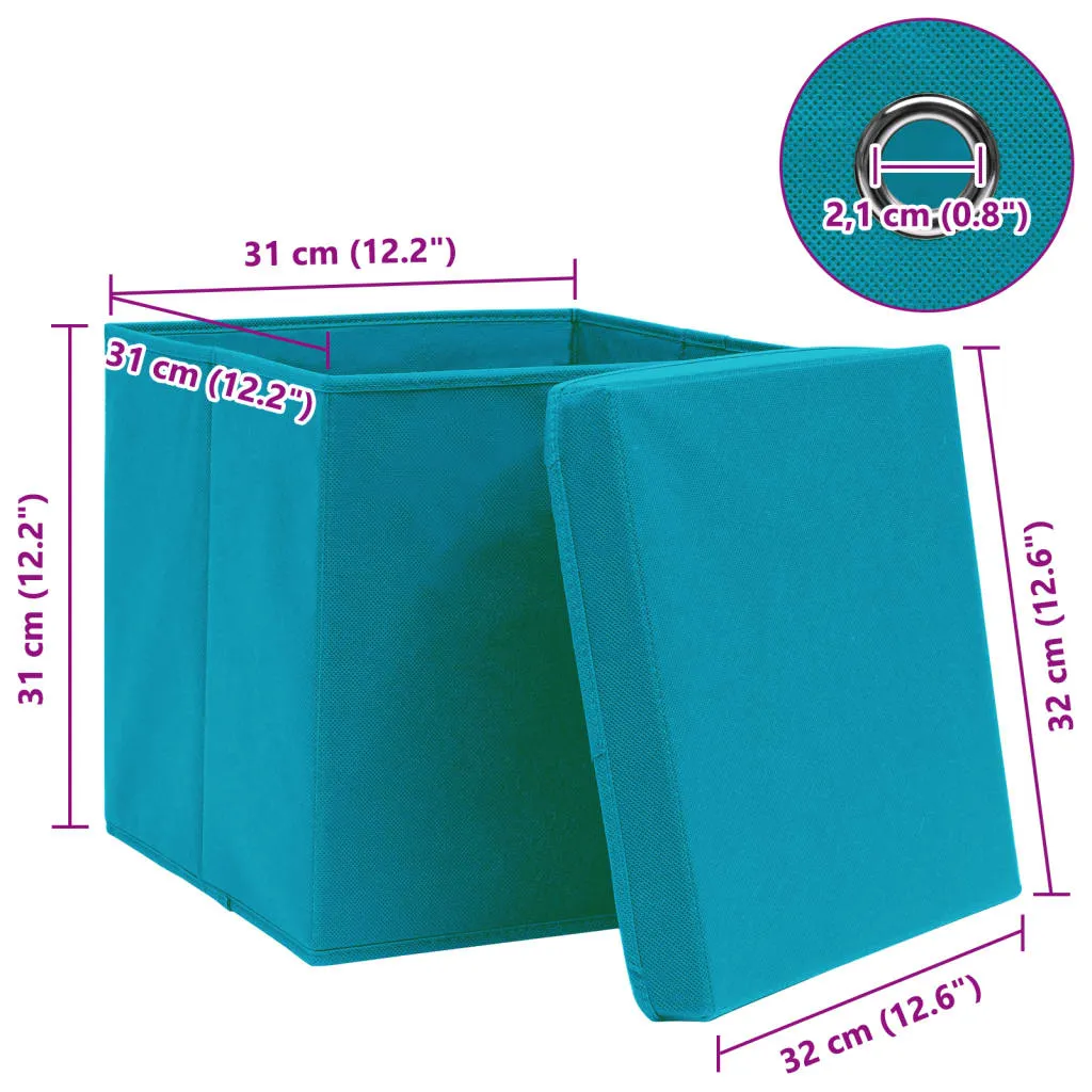 Storage Boxes with Lids 4 pcs Baby Blue 32x32x32 cm Fabric