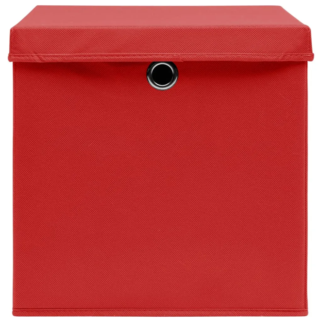 Storage Boxes with Lids 4 pcs Red 32x32x32 cm Fabric