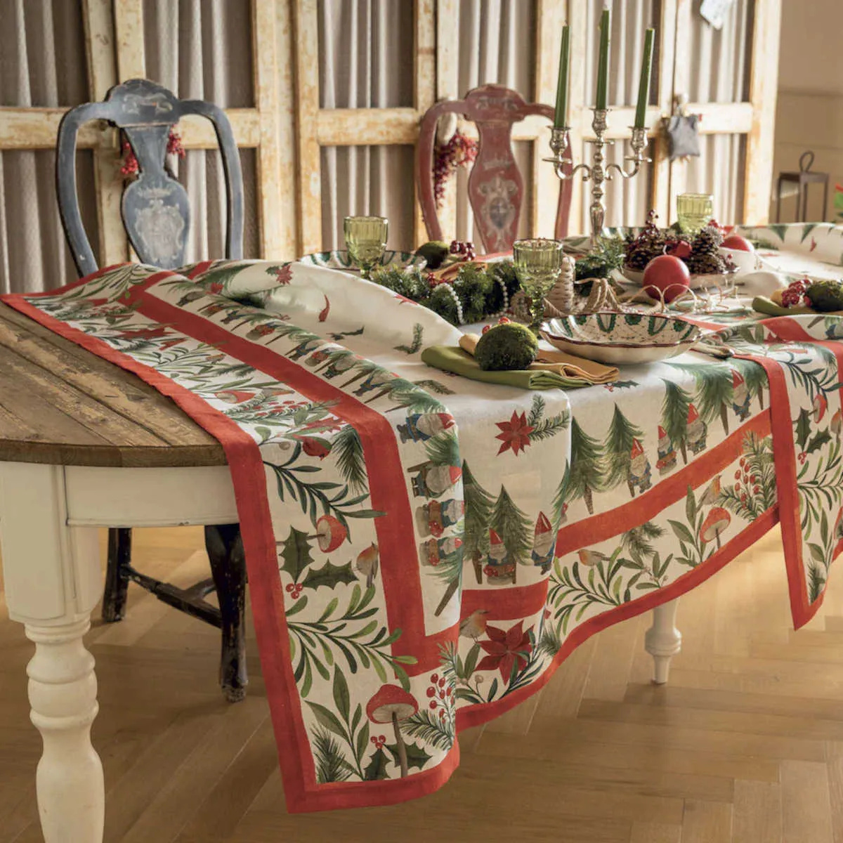 Tessitura Toscana Telerie Jolly Elf Tablecloth 170cm x 270cm