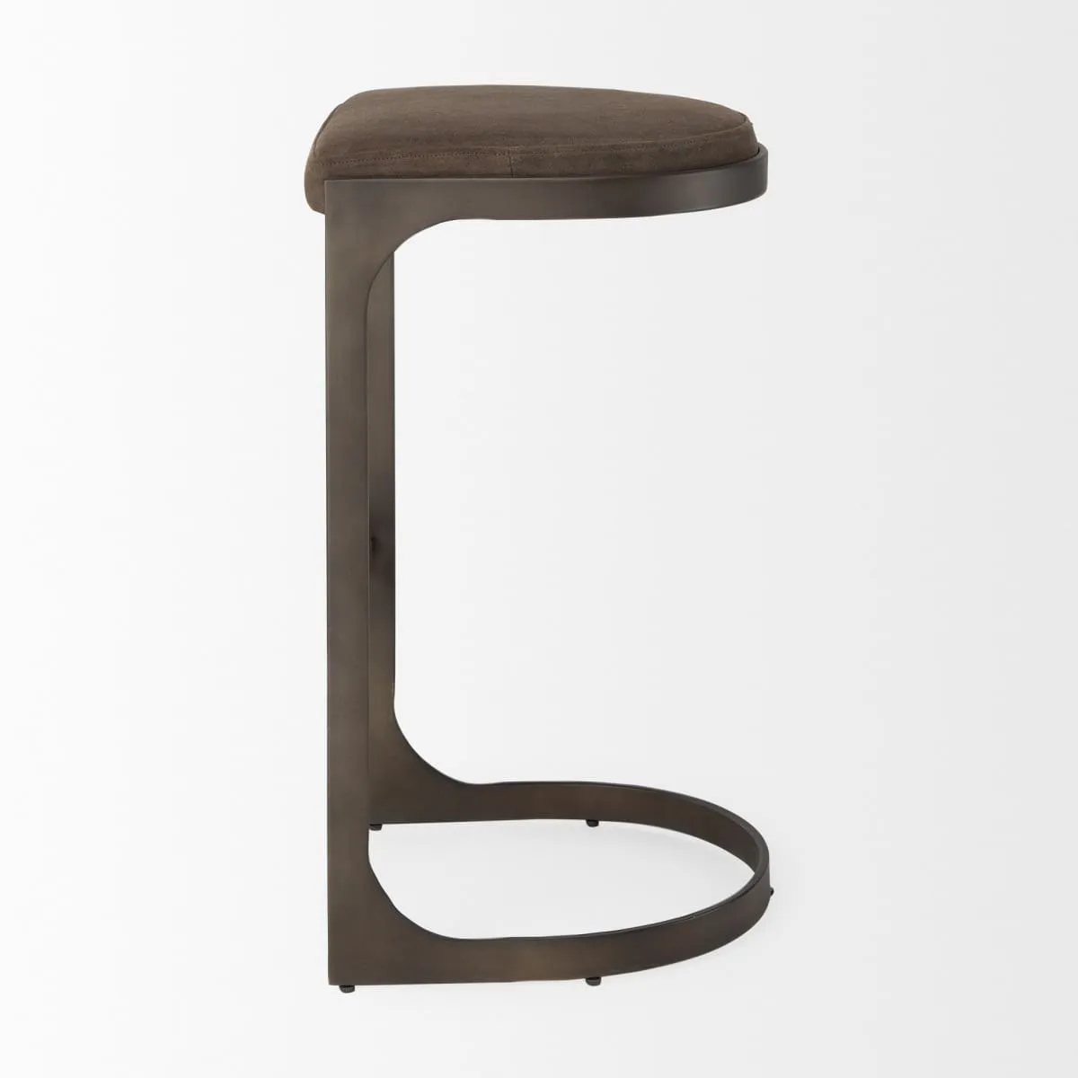 Tyson Bar Counter Stool Brown/Gray Suede | Black Metal | Bar