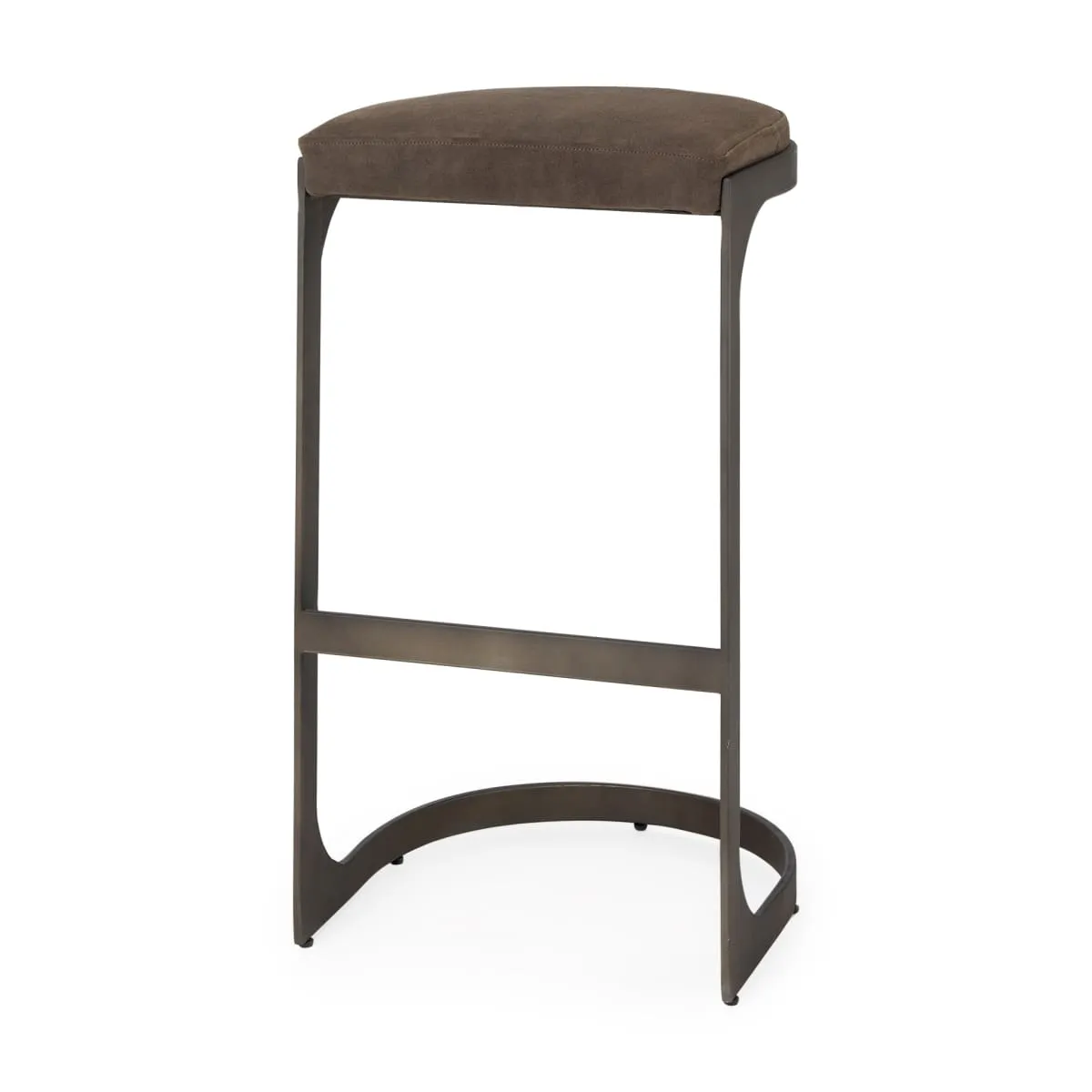 Tyson Bar Counter Stool Brown/Gray Suede | Black Metal | Bar