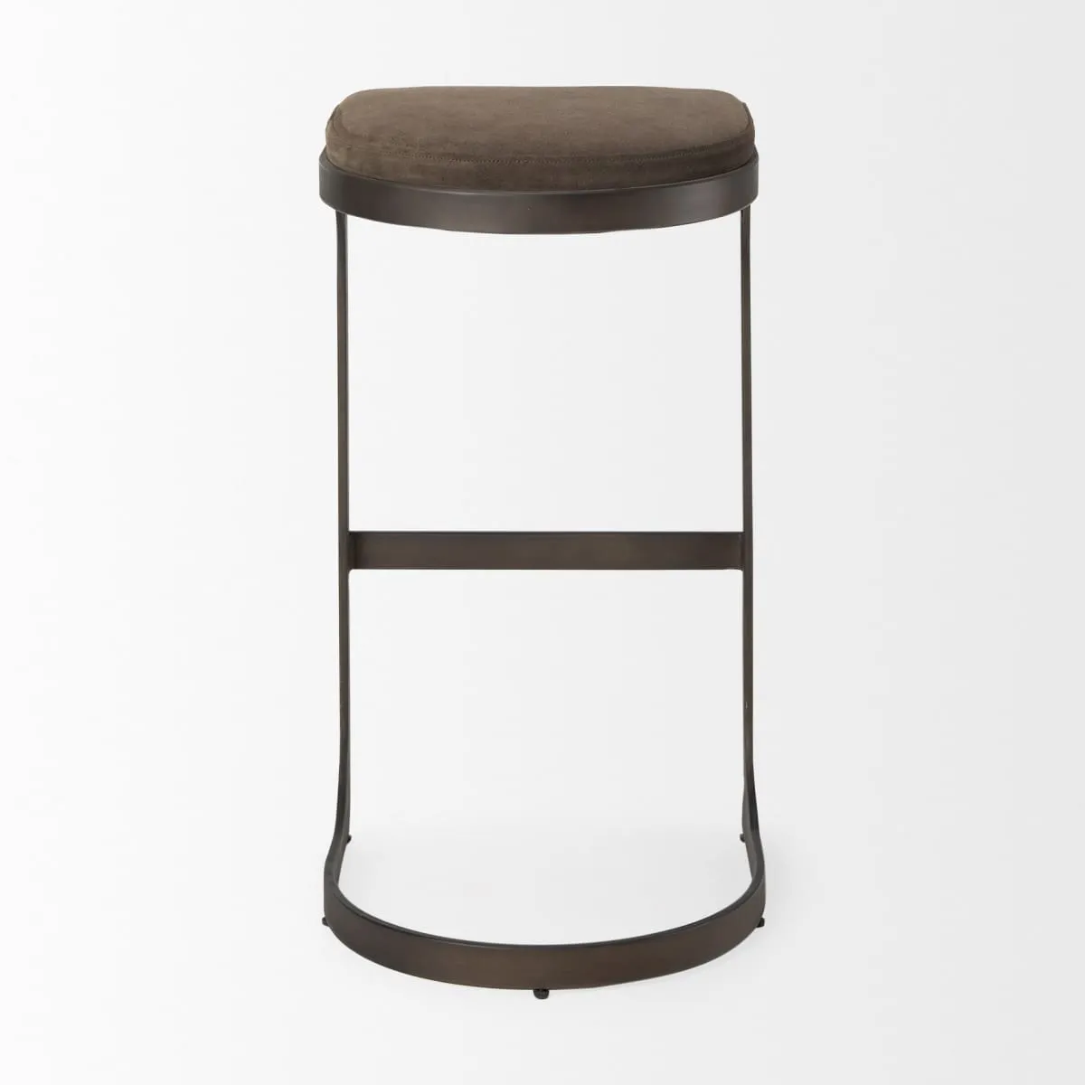 Tyson Bar Counter Stool Brown/Gray Suede | Black Metal | Bar