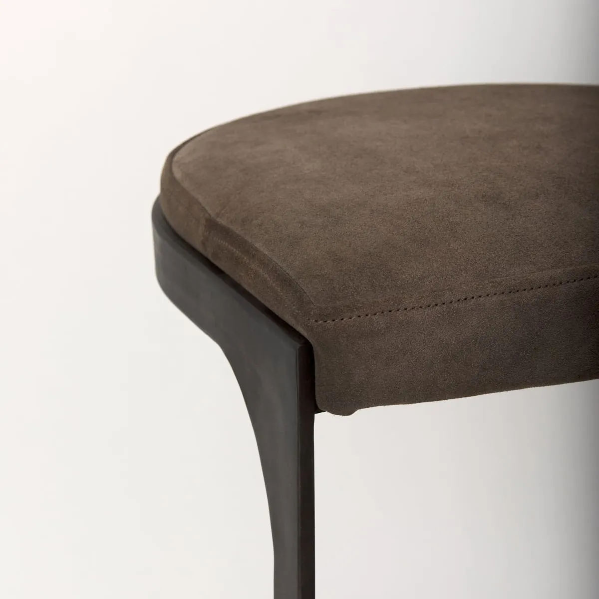 Tyson Bar Counter Stool Brown/Gray Suede | Black Metal | Bar