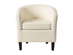 Warm White Vegan Leather Barrel Chair