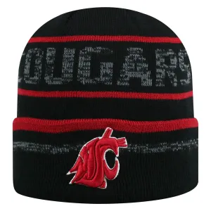 Washington State Cougars TOW Black Striped "Effect" Style Cuffed Knit Beanie Cap