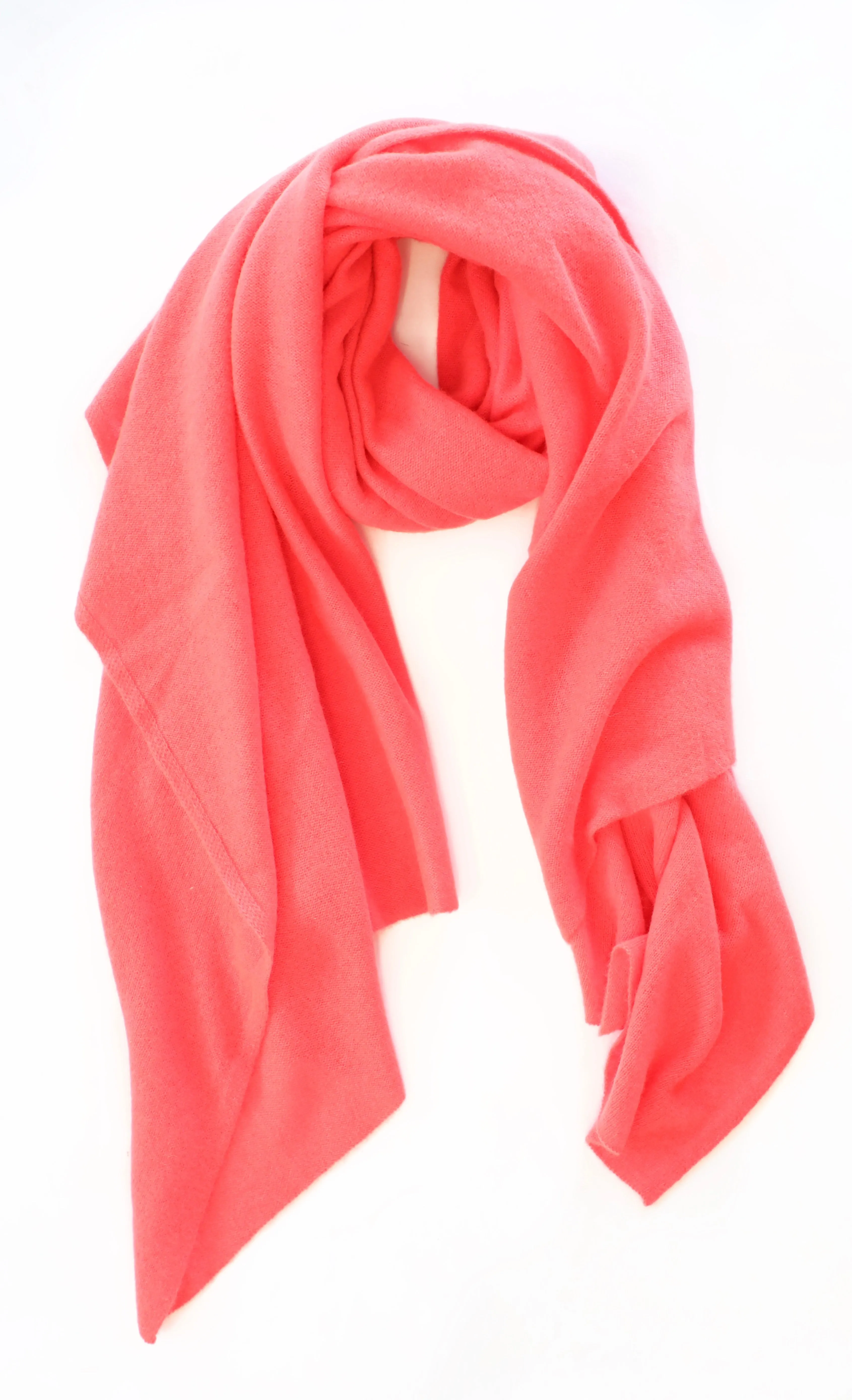 White   Warren - Cashmere Travel Wrap in Neon Coral